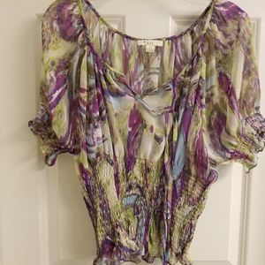 Frilly n Feminine Green& Purple blouse